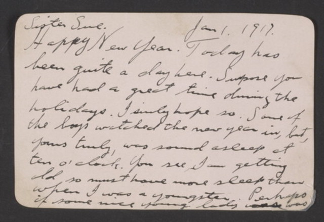 post card to his sister