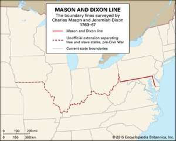 Mason-Dixon Line established as Maryland's northern boundary