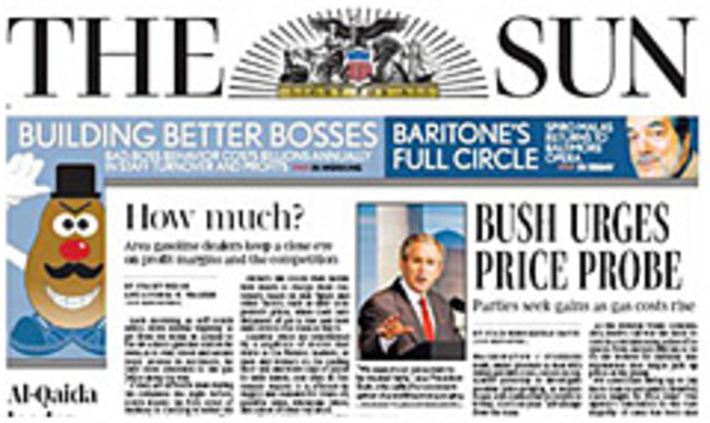Baltimore Sun newspaper begins publication