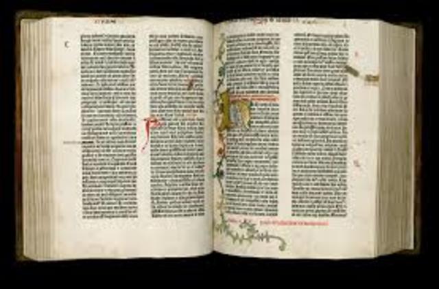 Gutenberg prints the first Bible