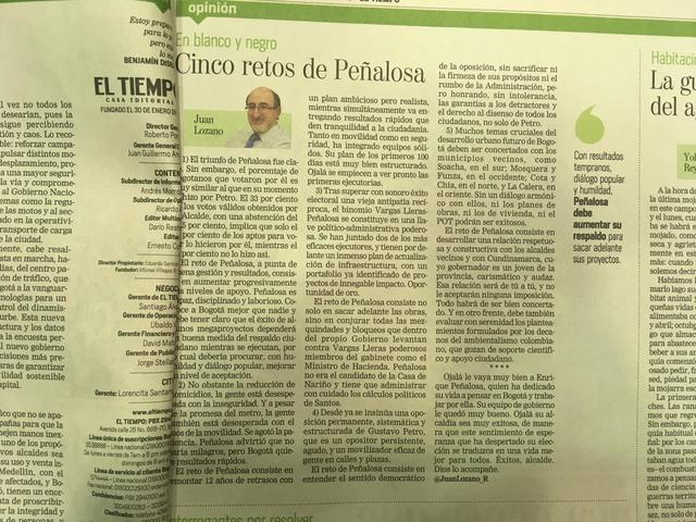 Cinco retos de Peñalosa