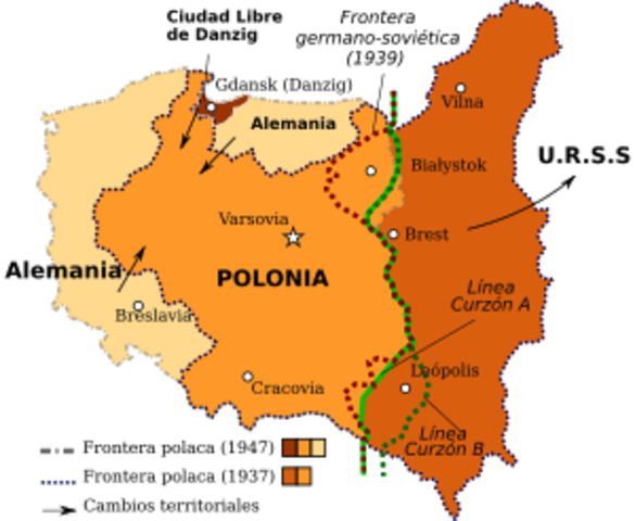 La Unión Soviética invade Polonia desde el este.