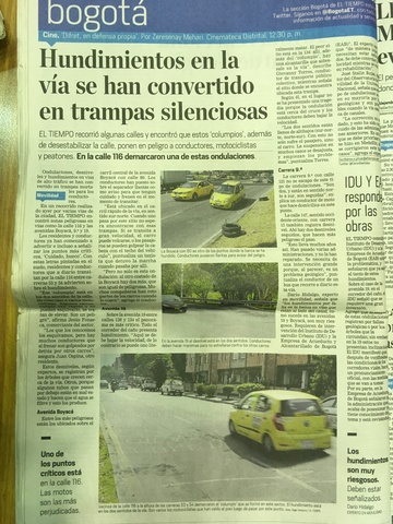 Denuncias por estado de malla vial