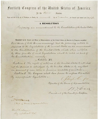 15th Amendment Ratified