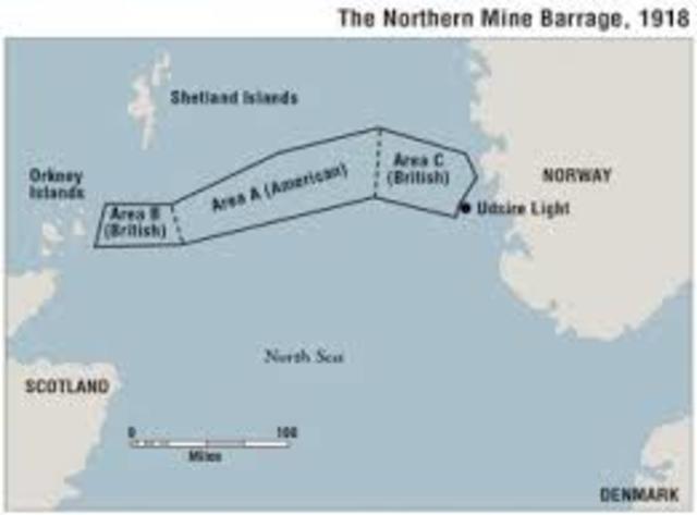 U.S Navy begins laying mines in the north sea mine barrage