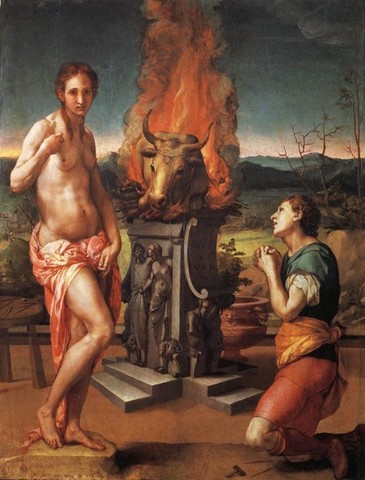 Agnolo Bronzino, Pigmalione e Galatea, 1529-1530, olio su tavola, 81x63, Firenze, Galleria degli Uffizi