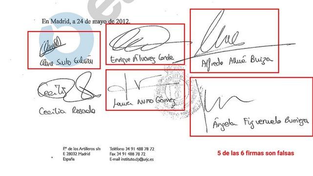 Exclusiva eldiario.es: cinc de les sis firmes de l'acta de convalidació són falsificades
