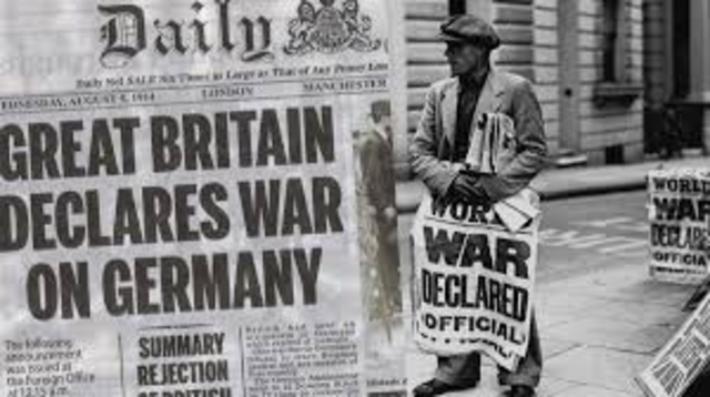 Great Britain declares war on Germany.