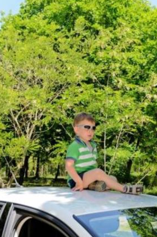 La vista de la familia en ruta al trabajo