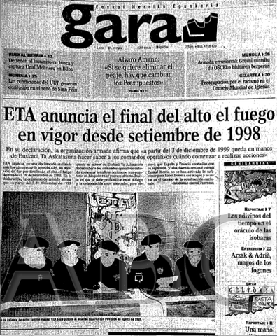 ETA anuncia su vuelta a la lucha armada para el 3 de Diciembre