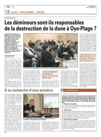 Les démineurs sont-ils responsables de la destruction de la dune à Oye-Plage ?