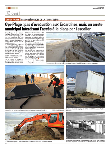 Oye-Plage : pas d’évacuation aux Escardines, mais un arrêté municipal interdisant l’accès à la plage par l’escalier
