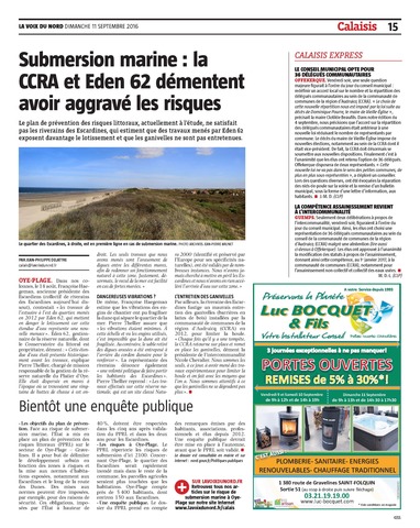 Submersion marine : la CCRA et Eden 62 démentent avoir aggravé les risques