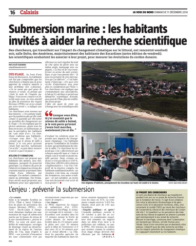 Submersion marine : les habitants invités à aider la recherche scientifique