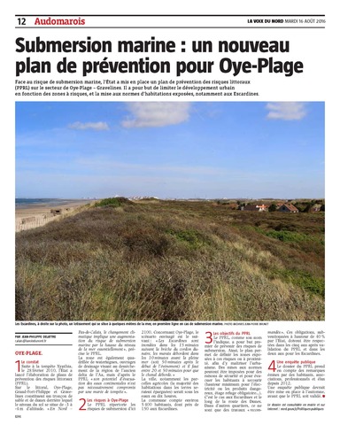 Submersion marine : un nouveau plan de prévention pour Oye-Plage