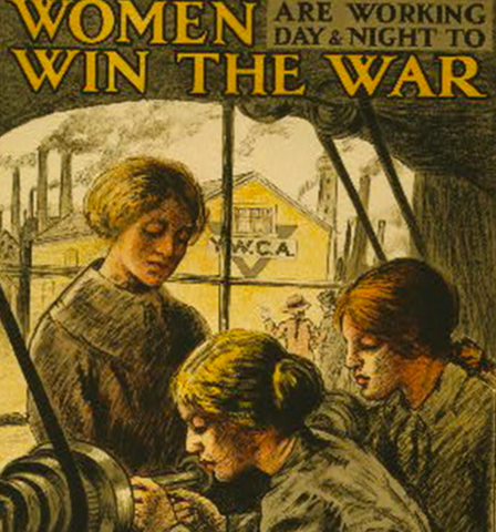During WWI women took on heavy industry and public service jobs, expanding their roles in society.