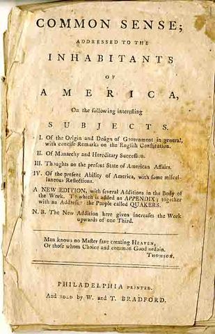 "Common sense" published by Thomas Paine
