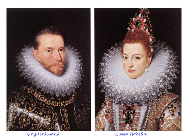 Columbus gets help from Spain, Isabella and Ferdinand.