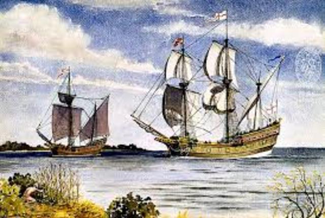 Ark and Dove sail from the Isle of Wight, England