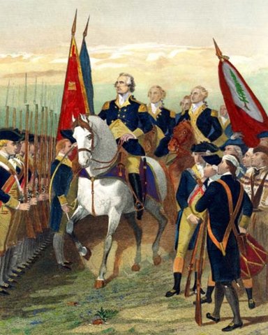 Washington arrives on outskirts of Boston with Continental  troops