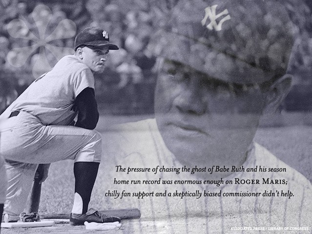 Roger Maris of the Yankees breaks Babe Ruth's single season home run record