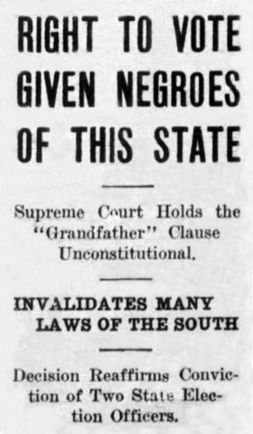 Supreme court says Grandfather clause is bad