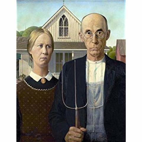 The painting American Gothic by Grant Wood