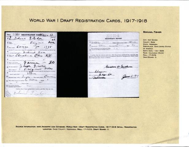 Bohumil Fisher signed up for WWI