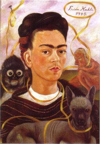 Self-Portrait with Small Monkey- Frida Kahlo