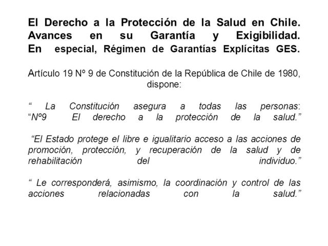 CHILE: Protección a la Salud.