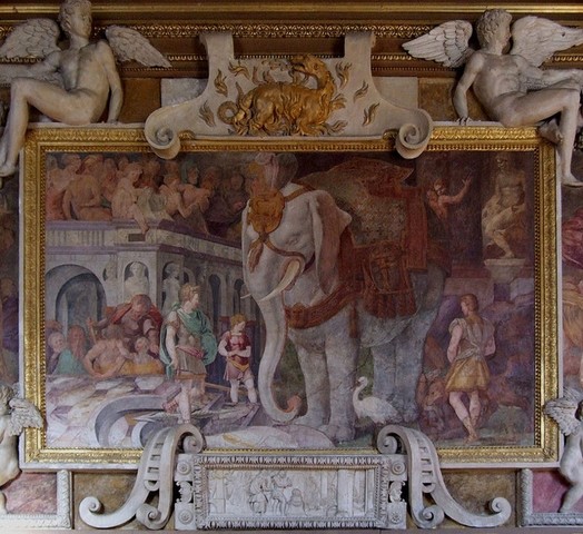 Rosso Fiorentino, Elefante reale, Galleria di Francesco I a Fontainebleau, 1536