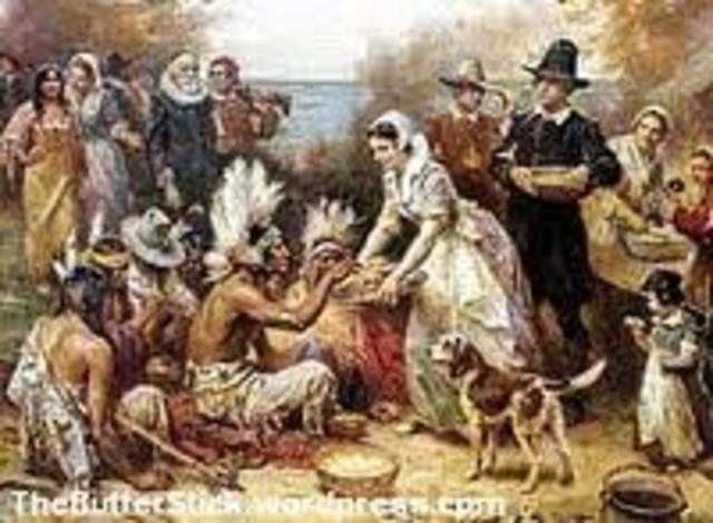 The first Thanksgiving feast was held