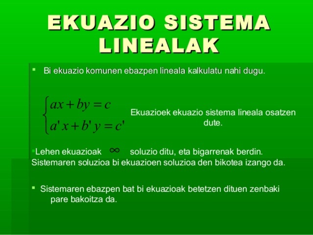 Ekuazio sistema linealak. Teoria