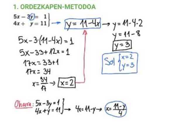 Ekuazio sistema linealak. Ariketak