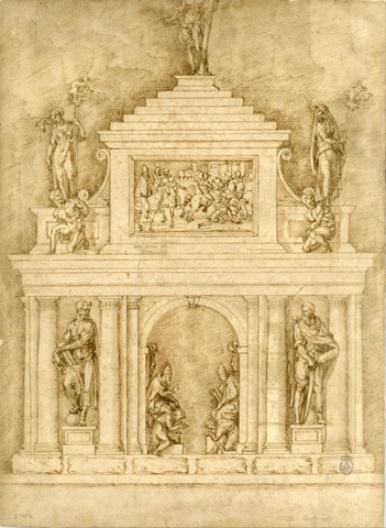 Baccio Bandinelli, Progetto per la tomba di Leone X e Clemente VII, 1535, Madrid, Accademia di San Fernando