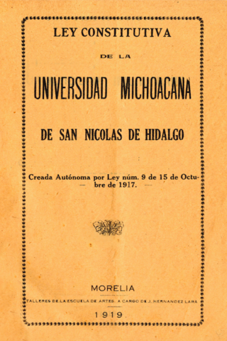 Ley constitutiva de la Universidad Michoacana