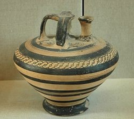 Jarrón micénico (fecha aproximada entre el siglo XIV y XIII a.C.)