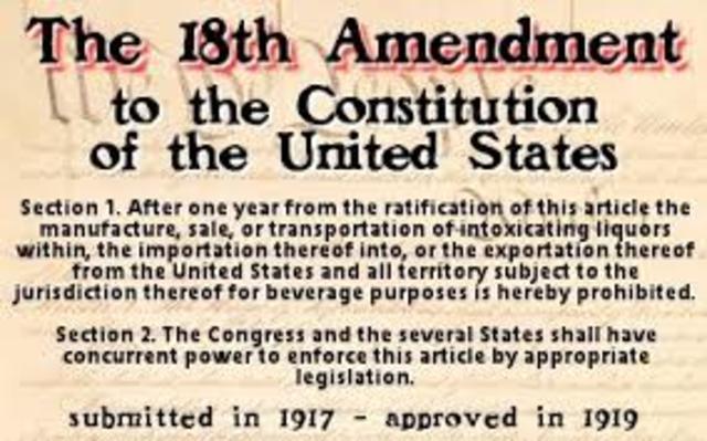 The 18th Amendment Goes into Effect