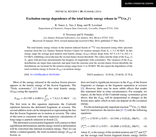 Excitation energy dependence of the total kinetic energy release in 235 U (n , f)