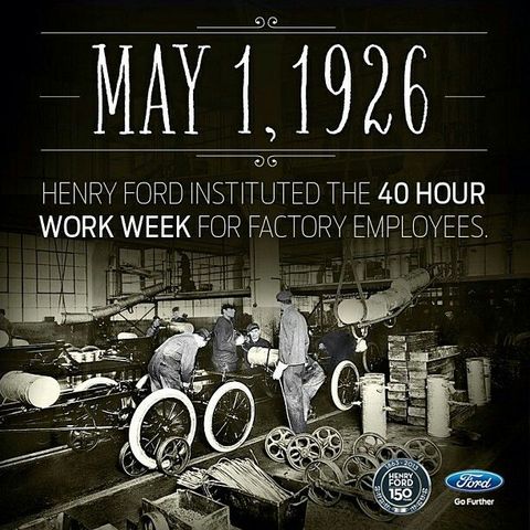 The ford Motor Company announces the creation of a 40 hour work week