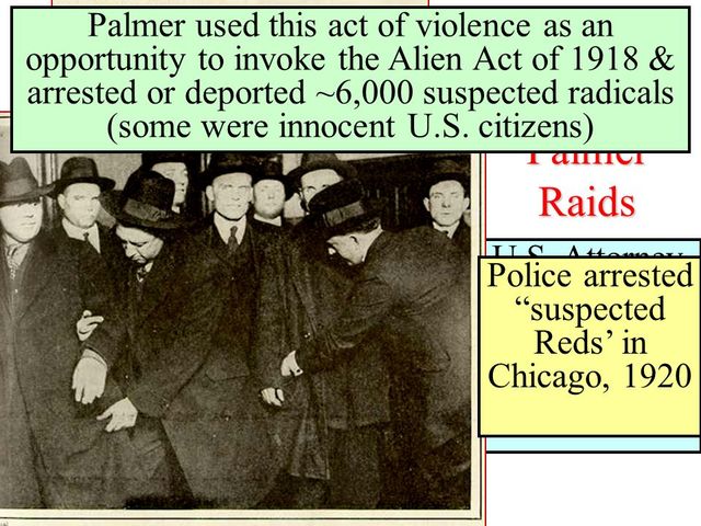 The palmer raids arrest and deport over 6000 suspected radicals
