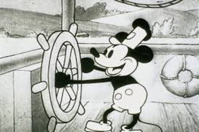 Mickey Mouse Makes His First Appearance in the short film "Steamboat Willie"