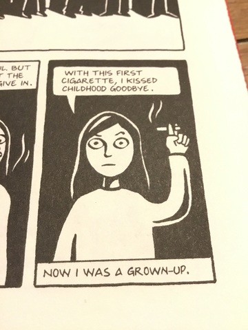 Marji smokes her first cigarette