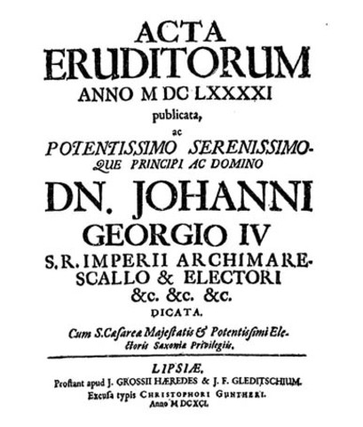 Tavola degli Acta Eruditorum