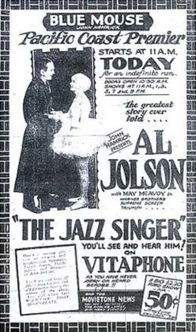 First Film with sound "the Jazz Singer" Debuts