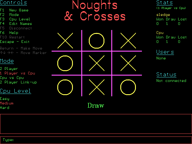 OXO o Nought and crosses (tres en raya)