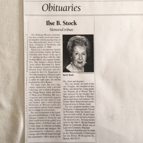Ilse's Obituary 2000