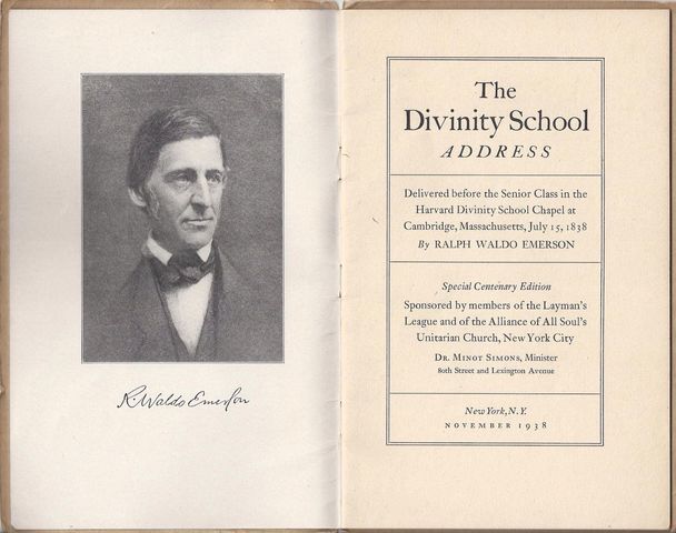 Ralph Waldo Emerson gave the “Divinity School Address”