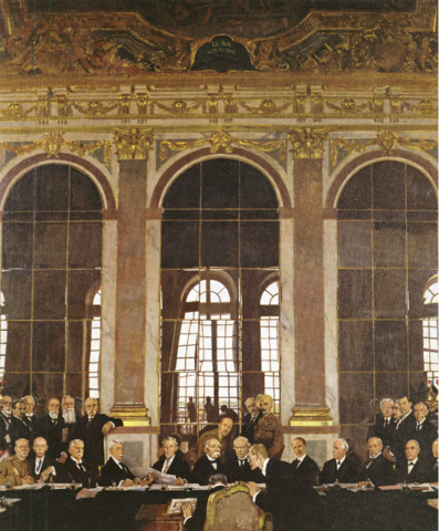William Orpen, "La signature du Traité de Versailles", huile sur toile, 152 x 127 cm, 1920, Londres, Imperial War Museum