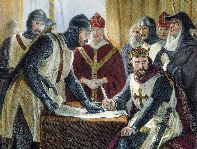 King John writes Magna Carta